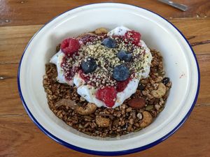 Granola bowl at Khamsa in Erskineville