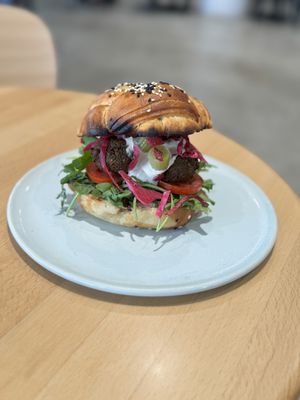 Loaded falafel bagel  at Khamsa in Erskineville