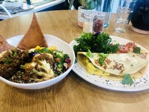Bowl and crepes  at Khamsa in Erskineville
