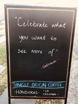 Daily quote at Saabi Cafe in Hendra