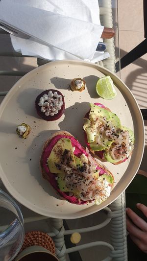 Avocado/red beet toast at Deli Devi in Koh Phangan