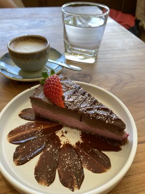 Chocolate and raspberry cheesecake  at Deli Devi in Koh Phangan