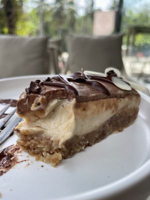 Creamy texture; coconut - almond bottom  at Deli Devi in Koh Phangan