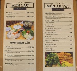 menu5 at Tiem Chay Xua in Da Nang