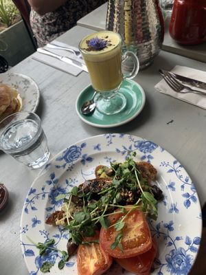  The Vegan Breakfast with a Golden (tumeric) latte with coconut milk at Bill's in Nottingham