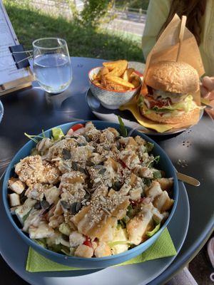 Caesar salad & mushroom burger at Tavci Kuhna in Lesce