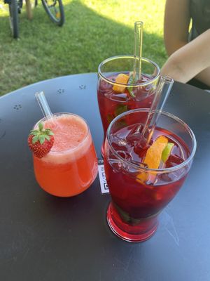 Strawberry lemonade and house made ice tea  at Tavci Kuhna in Lesce