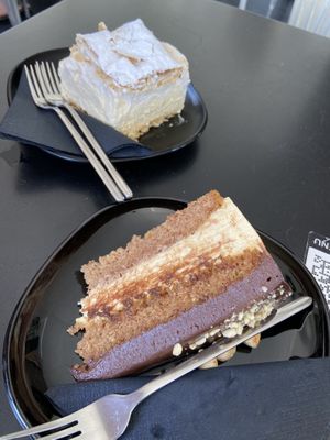 kremšnita & vanilla hazelnut cake  at Tavci Kuhna in Lesce