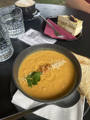 soup and lemon cake  at Tavci Kuhna in Lesce
