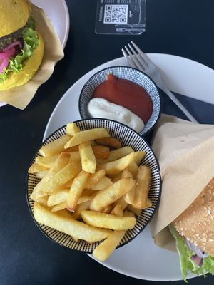 Fries with vegan mayo and ketchup   at Tavci Kuhna in Lesce