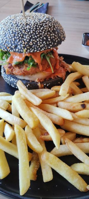 Mr. Bean protein burger at Tavci Kuhna in Lesce