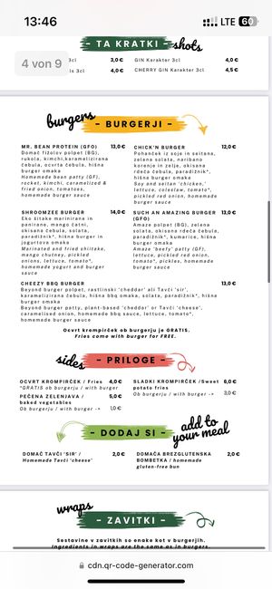 menu card  at Tavci Kuhna in Lesce