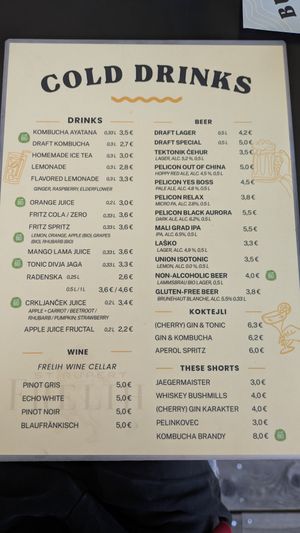 Menu at Tavci Kuhna in Lesce