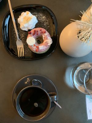 Filter coffee and donut at Tavci Kuhna in Lesce