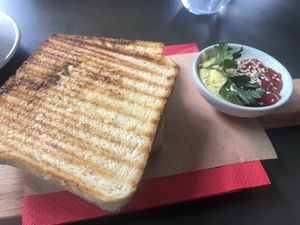 vegan cheese toast at Tavci Kuhna in Lesce