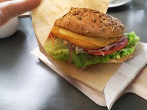 "chicken" sandwich  at Tavci Kuhna in Lesce