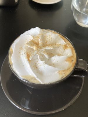 Vegan whipped cream latte at Tavci Kuhna in Lesce
