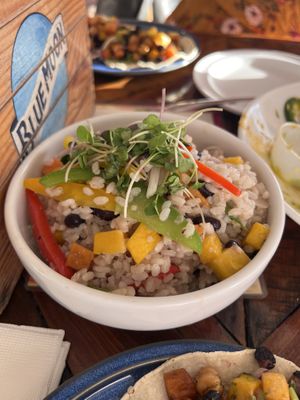Dirty rice with black beans, peppers, onions, and other veggies    at The Beach House in Rincon