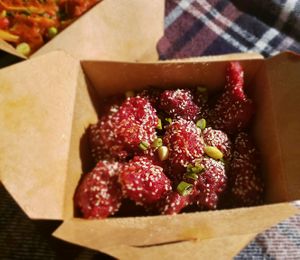 Sweet Chili Cauliflower at The Pizza Castle and Indian Curry in Vancouver