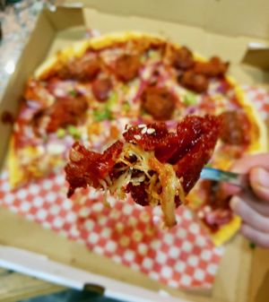The inside of a tender Sweet Chili Cauliflower at The Pizza Castle and Indian Curry in Vancouver