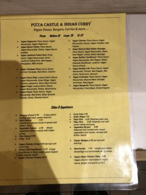 Menu  at The Pizza Castle and Indian Curry in Vancouver