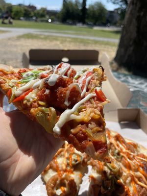 Vegan cauliflower pizza  at The Pizza Castle and Indian Curry in Vancouver