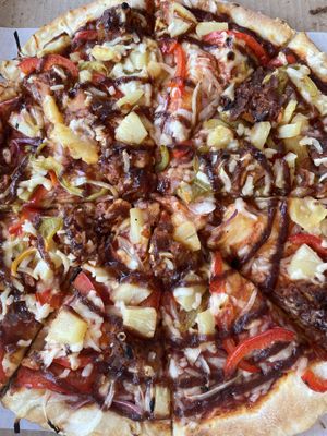 Bbq pizza vegan   at The Pizza Castle and Indian Curry in Vancouver