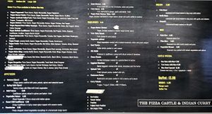 Menu at The Pizza Castle and Indian Curry in Vancouver