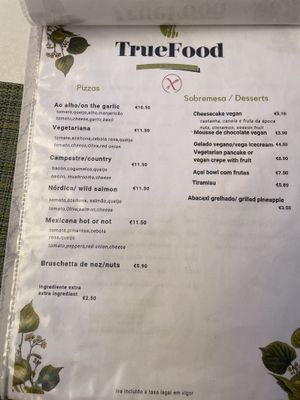 Menu   at True Food in Faro
