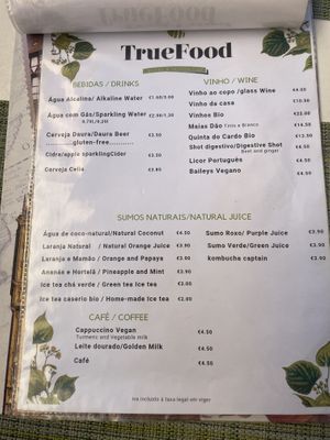 Menu   at True Food in Faro