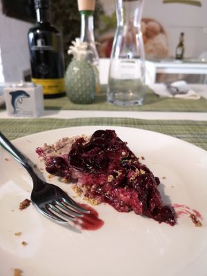 Cherry cheesecake at True Food in Faro