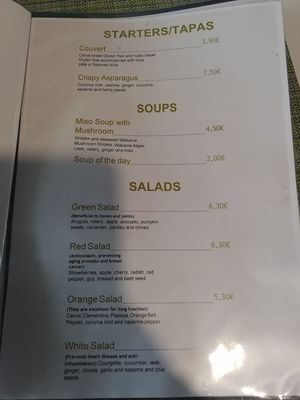 Menu at True Food in Faro