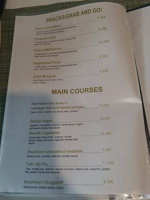Menu at True Food in Faro