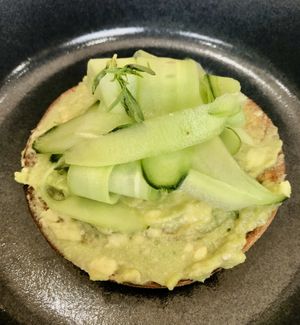 Avocado cucumber bagel  at Circle - Health Care City in Dubai