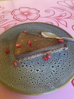 Raw chocolate cake  at Mandala Cafe in Agonda