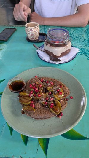 Vegan pancakes at Mandala Cafe in Agonda