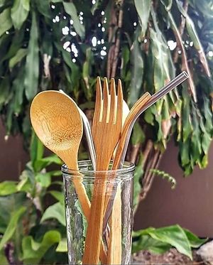 bamboo cutlery, stainless steel straws - Mixt is #zeroplastic! at MIXT in San Jose