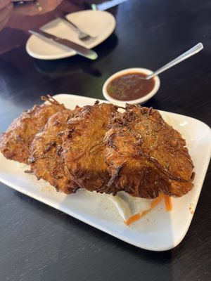 Onion bhaji and tamarind sauce  at Indian Springs in Hanmer Springs