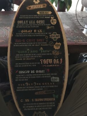 Veggie menu at Verde Rekado in Coron
