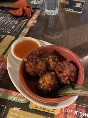 Sweet Corn Fritter Balls With Sweet Chilli Dip  at Banana Tree in Chelmsford