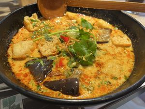 Vegan tofu Singapore laksa   at Banana Tree in South West London