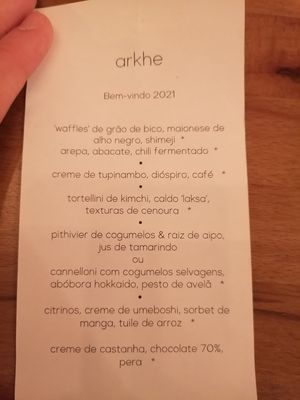 New year menu at Arkhe in Lisbon