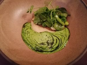 Fresh peas at Arkhe in Lisbon