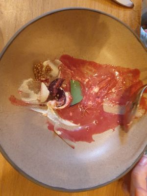 The cherry soup. Forgot to take a picture until the very end :( at Arkhe in Lisbon