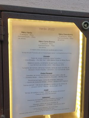 The menu at Arkhe in Lisbon