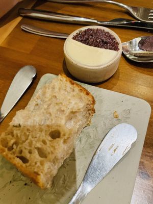 Bread with olive tomato tapenade  at Arkhe in Lisbon