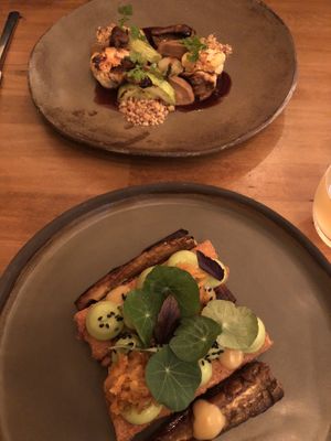 Top: Shiitake. Bottom: Eggplant  at Arkhe in Lisbon