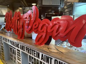 Sign inside the shop.  at Slutty Vegan in Atlanta