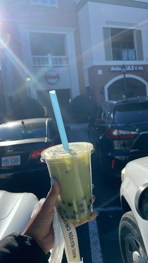 Green Thai tea with soy milk and boba pearls  at Banh Mi Brothers in Charlotte