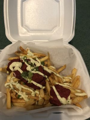 Vegan kimchi fries at Banh Mi Brothers in Charlotte